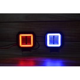 Додаткова світлодіодна LED-фара 20 Вт квадратна з ДХО Синього кольору