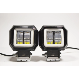 Додаткова світлодіодна LED-фара 20 Вт квадратна з ДХО Чіткою світловою тіневий кордоном (Комплект)