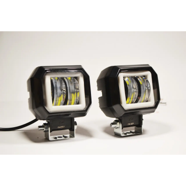 Додаткова світлодіодна LED-фара 20 Вт квадратна з ДХО Чіткою світловою тіневий кордоном (Комплект)