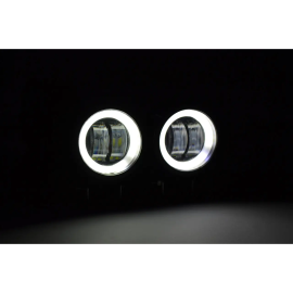 Додаткова світлодіодна LED-фара 20 Вт кругла з ДХО Чіткою світловою тіневий кордоном (Комплект)