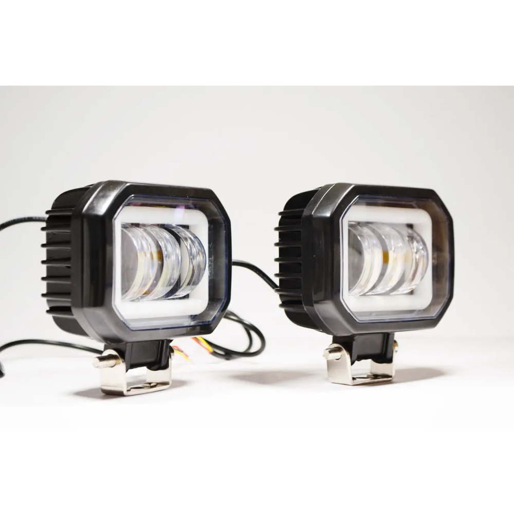 Додаткова світлодіодна LED-фара 40 Вт квадратна з ДХО Чіткою світловою тіневий кордоном (Комплект)
