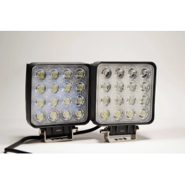 Світлодіодна LED-фара робоча 48 Вт, (3 Вт*16ламп) Широкий промінь (Комплект 2 шт.) (Товщина корпусу 6 см)