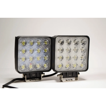 Світлодіодна LED-фара робоча 48 Вт, (3 Вт*16ламп) Широкий промінь (Комплект 2 шт.) (Товщина корпусу 6 см)