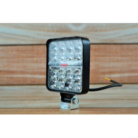 Фара LED квадратна 48W 6000K + Червоно синій стробоскоп (16 діодів) (8.5 см х 8.5 см х 1,5 см) Mini