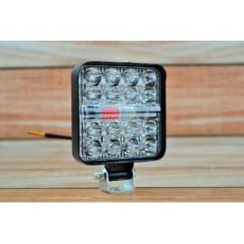 Фара LED квадратна 48W 6000K + Червоно синій стробоскоп (16 діодів) (8.5 см х 8.5 см х 1,5 см) Mini