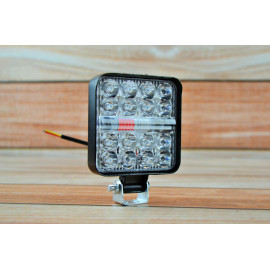 Фара LED квадратна 48W 6000K + Червоно синій стробоскоп (16 діодів) (8.5 см х 8.5 см х 1,5 см) Mini