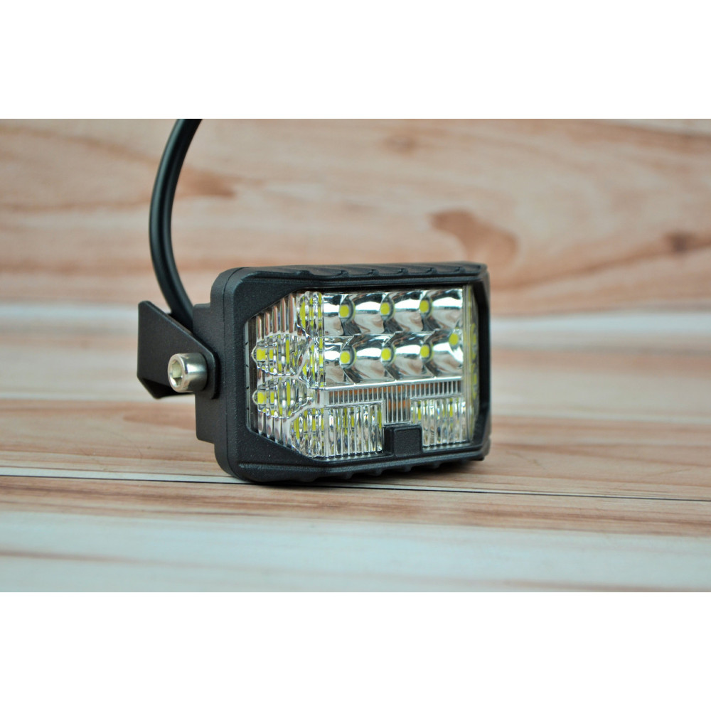 Фара LED прямокутна 63W 6000K Дальнє + ближнє світло та жовте (21 діод) (7.6см х 5см х 3см)