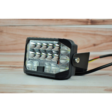 Фара LED прямокутна 81W 6000K Дальнє + ближнє світло та жовте (27 діодів) (13см х 8.5см х 5см)
