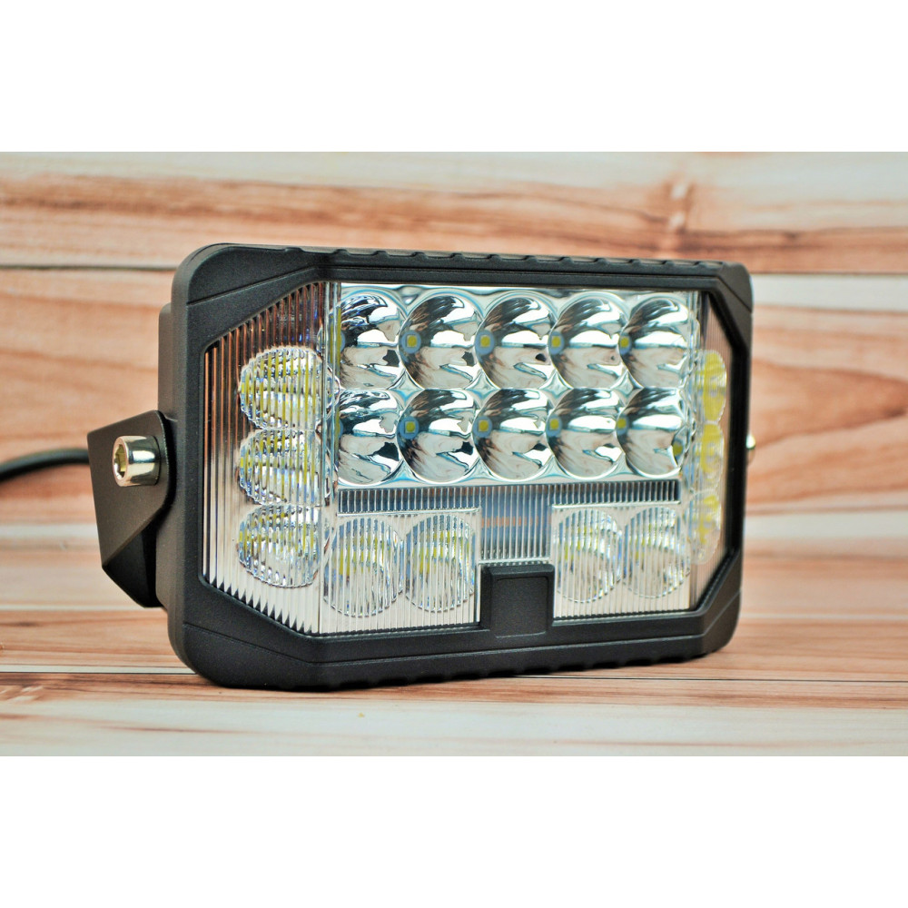 Фара LED прямокутна 96W 6000K Дальнє + ближнє світло та жовте (32 діодів) (18см х 11.5см х 5см)