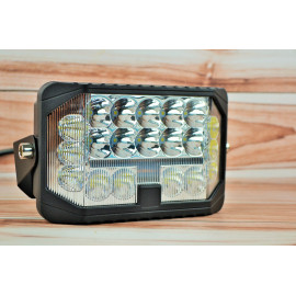 Фара LED прямокутна 96W 6000K Дальнє + ближнє світло та жовте (32 діодів) (18см х 11.5см х 5см)