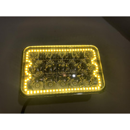 Світлодіодна LED фара 45Вт прямокутна з ангельським оком 45W, 15 ламп, дальній і ближній промінь 10/30