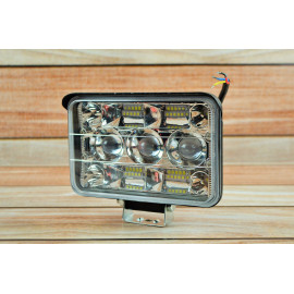 Фара LED прямокутна 124W 6000K-3000К (27 діодів) (17см х 11,5 см х 6см) (ближній + дальній + жовтий світло)