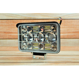 Фара LED прямокутна 124W 6000K-3000К (27 діодів) (17см х 11,5 см х 6см) (ближній + дальній + жовтий світло)