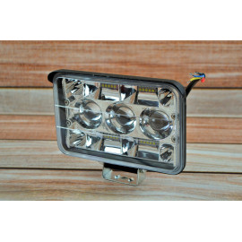 Фара LED прямокутна 124W 6000K-3000К (27 діодів) (17см х 11,5 см х 6см) (ближній + дальній + жовтий світло)