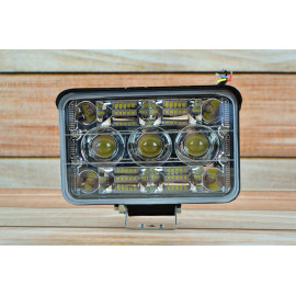 Фара LED прямокутна 124W 6000K-3000К (27 діодів) (17см х 11,5 см х 6см) (ближній + дальній + жовтий світло)